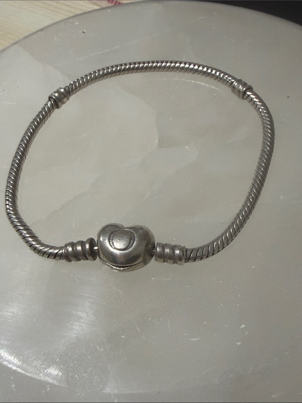 Pandora Sterling Silver Heart Clasp Snake Chain Bracelet